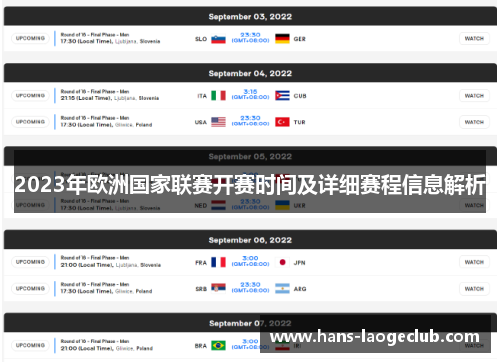 2023年欧洲国家联赛开赛时间及详细赛程信息解析